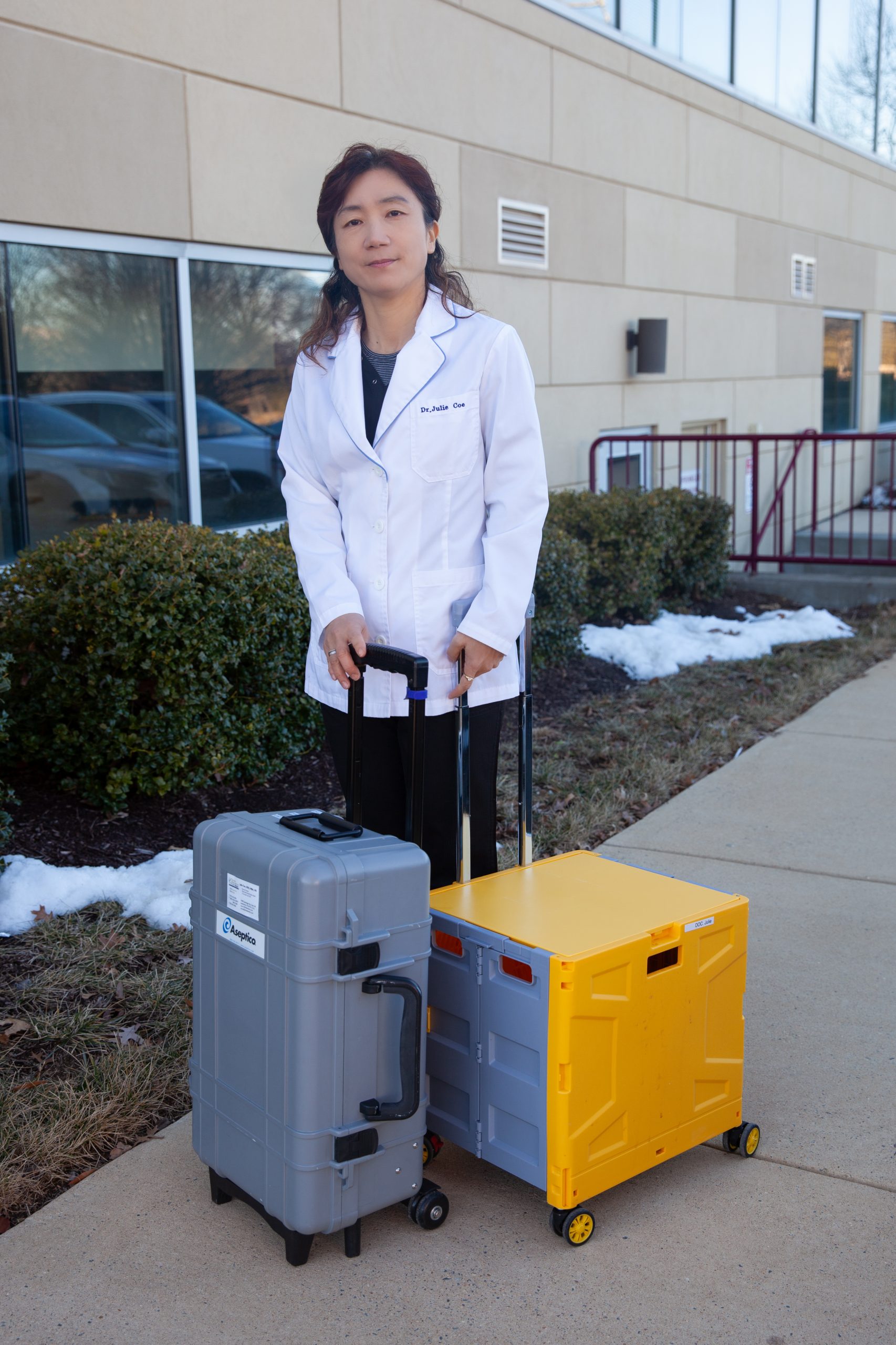 Dr. Julie Code of Dental Innovations of Virginia, with portable dentistry equipment